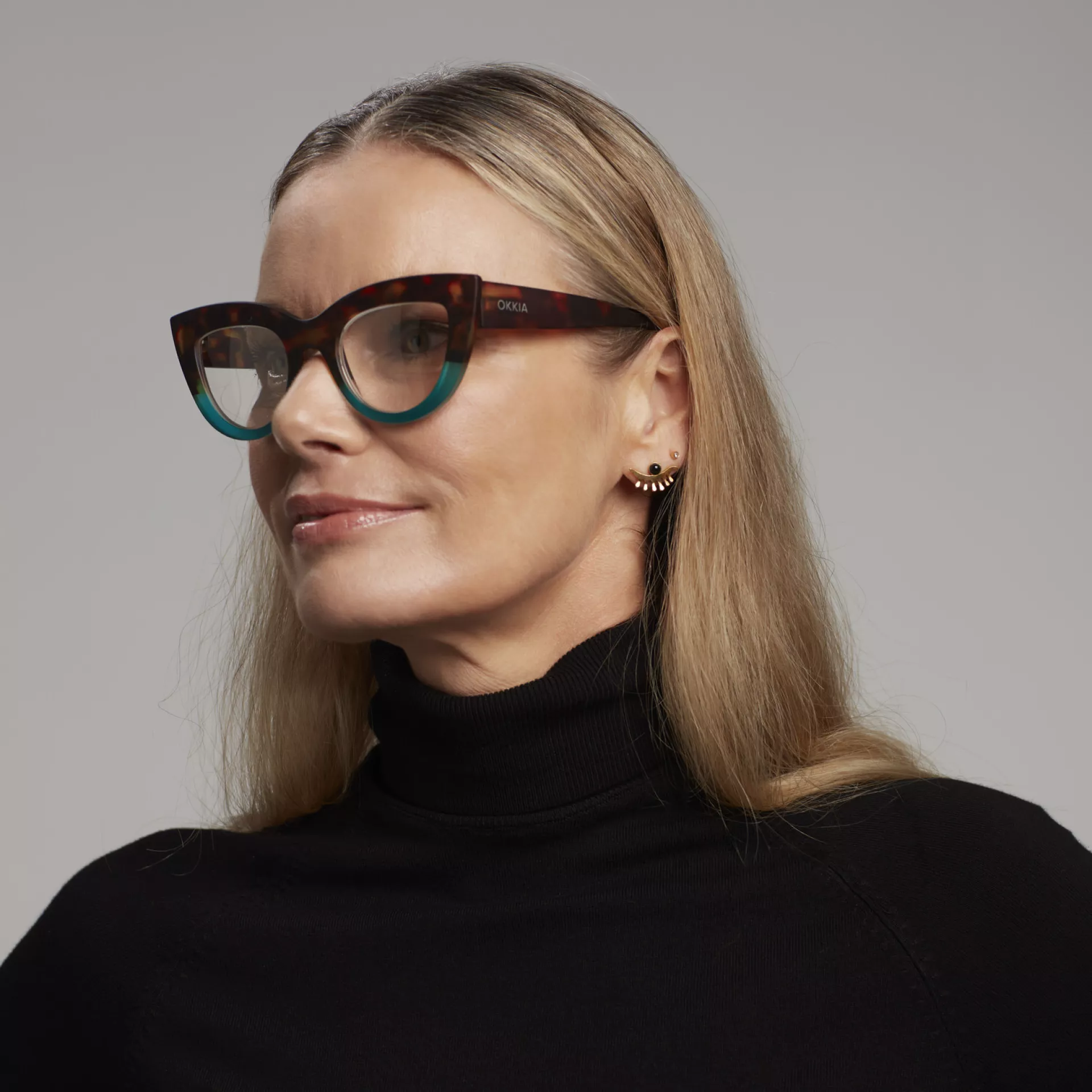 Γυαλιά διαβάσματος πρεσβυωπίας okkia Claudia Big Cat Eye – Havana and blue