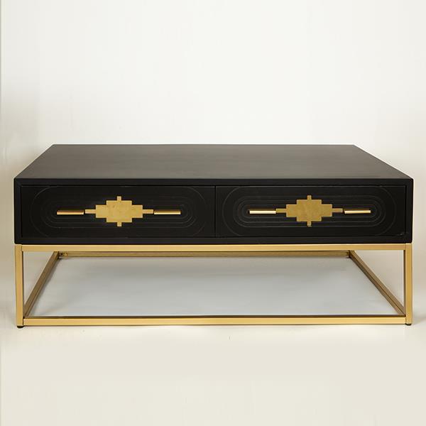 ΤΡΑΠΕΖΙ ΣΑΛΟΝΙΟΥ ΞΥΛΙΝΟ ΜΑΥΡΟ ΜΕ ΜΕΤΑΛΛΙΚΑ ΠΟΔΙΑ 120x60x45cm