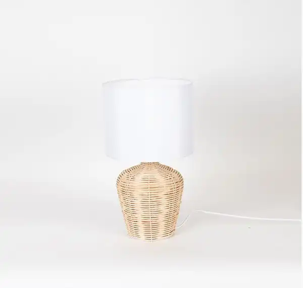 ΕΠΙΤΡΑΠΕΖΙΟ ΦΩΤΙΣΤΙΚΟ ΜΕ ΛΕΥΚΟ ΚΑΠΕΛΟ ΡΑΤΑΝ NATURAL 17x43cm