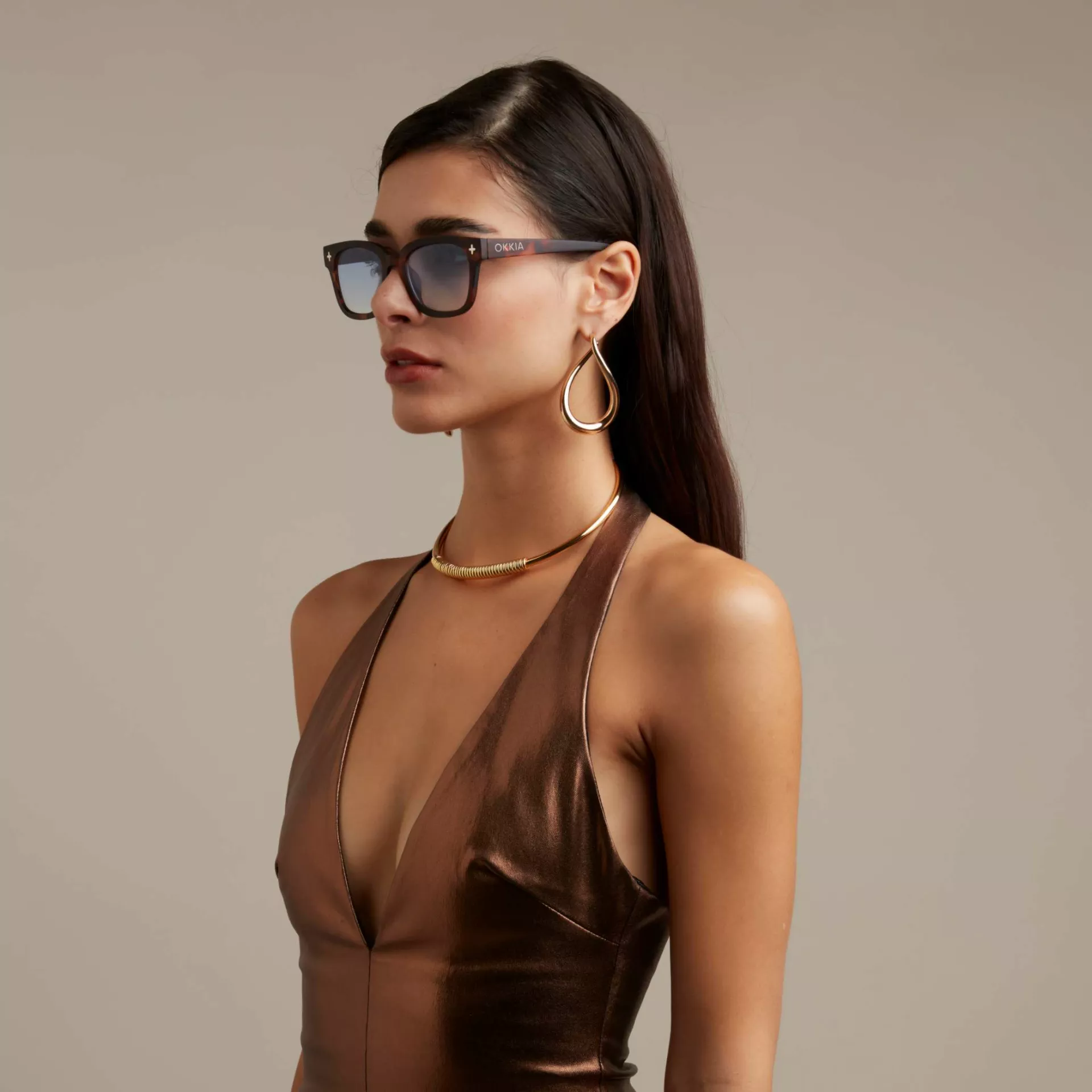 Okkia γυαλιά ηλίου Giovanni - Havana and blue (blue lenses)