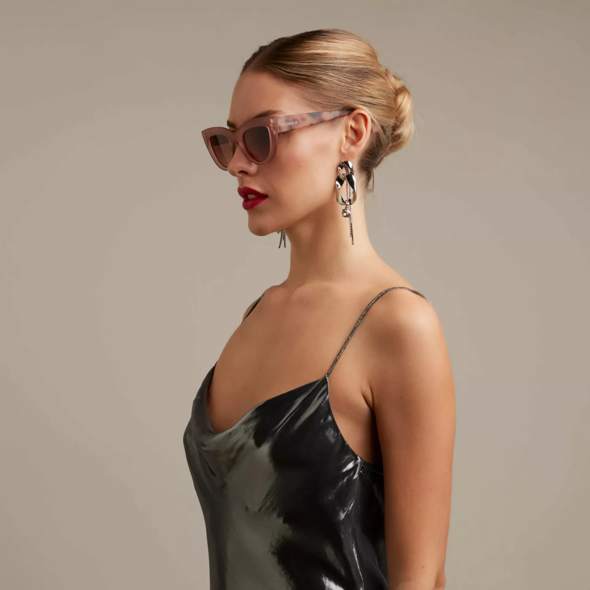 Okkia γυαλιά ηλίου Claudia Big Cat Eye - Pink Havana