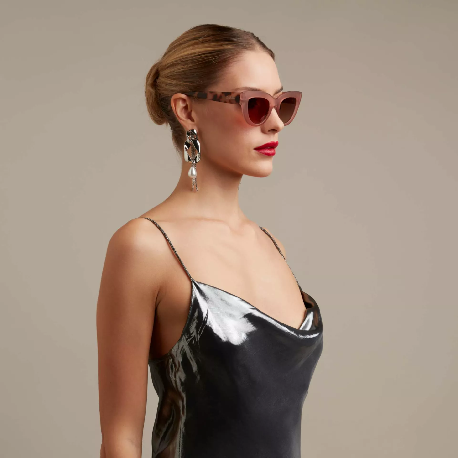 Okkia γυαλιά ηλίου Claudia Big Cat Eye - Pink Havana