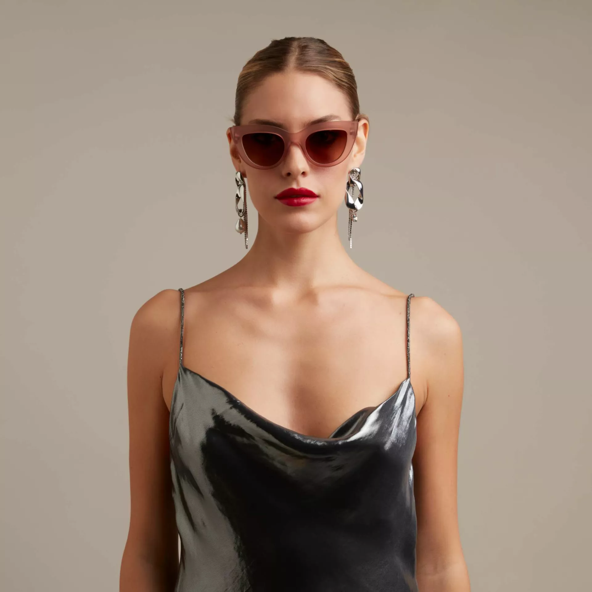 Okkia γυαλιά ηλίου Claudia Big Cat Eye - Pink Havana