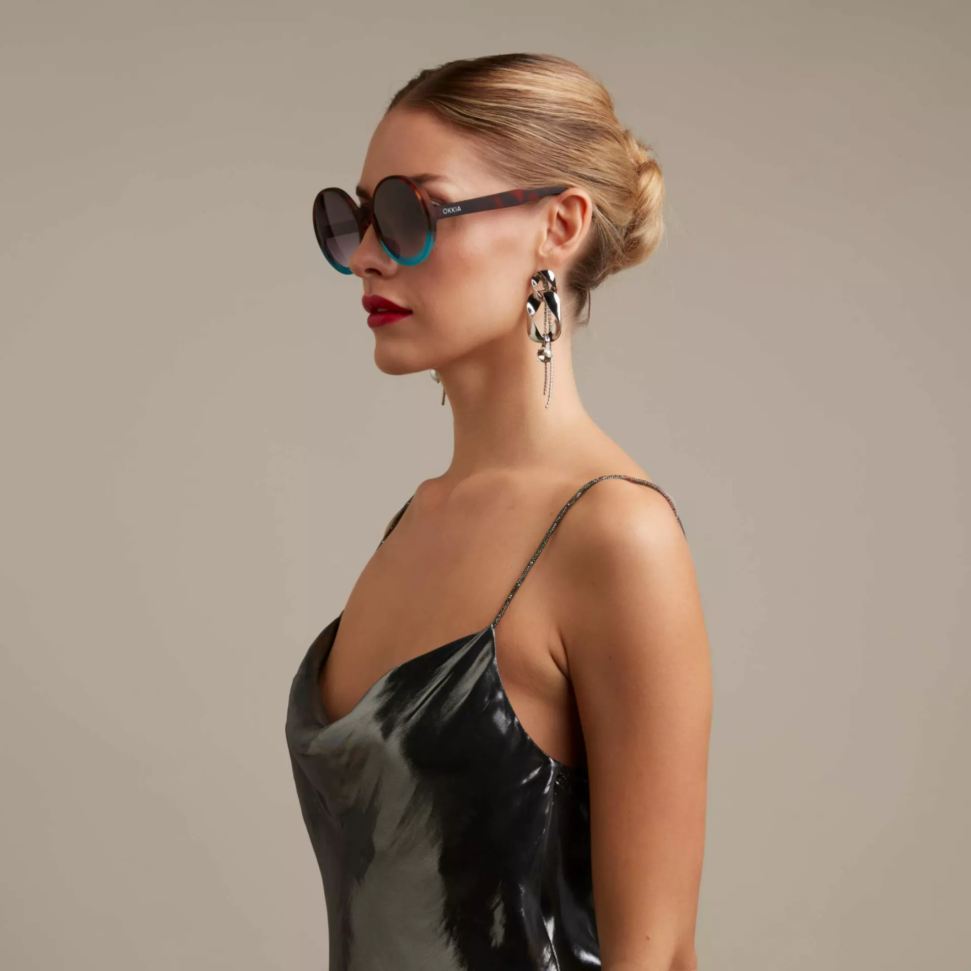 Okkia γυαλιά ηλίου Monica Round - Havana and blue