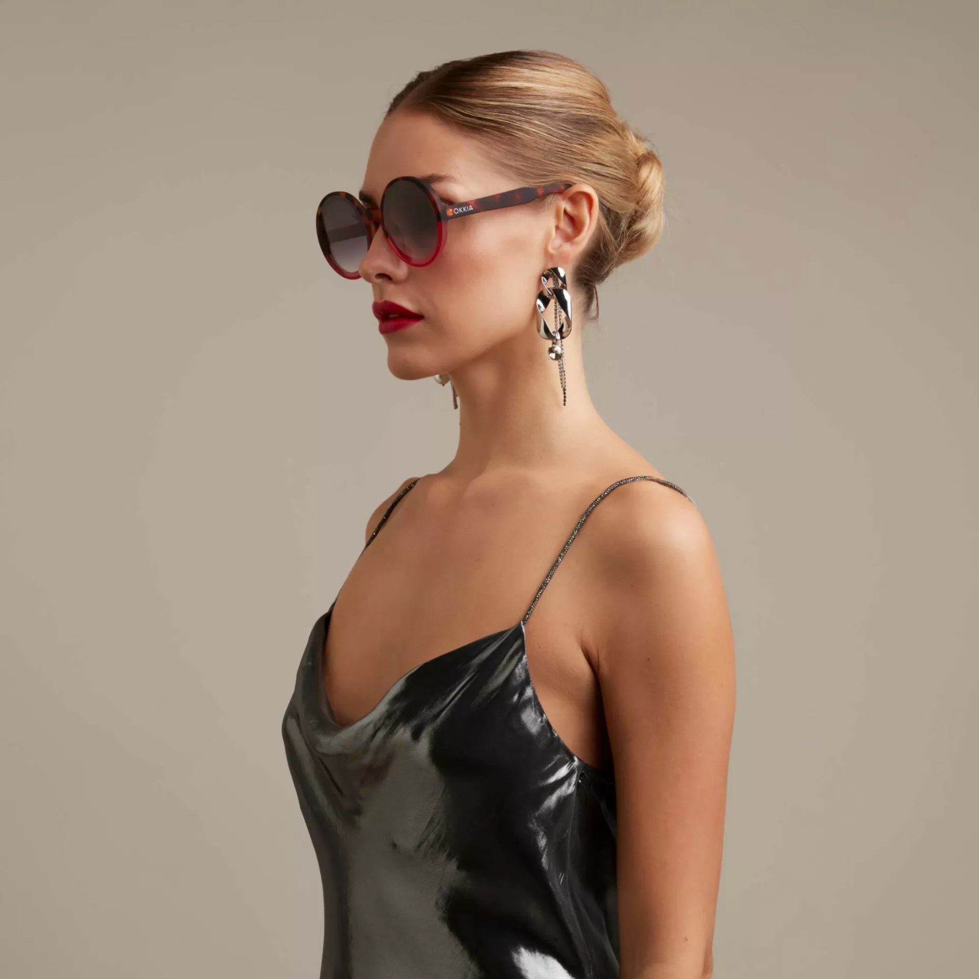 Okkia γυαλιά ηλίου Monica Round - Havana pink