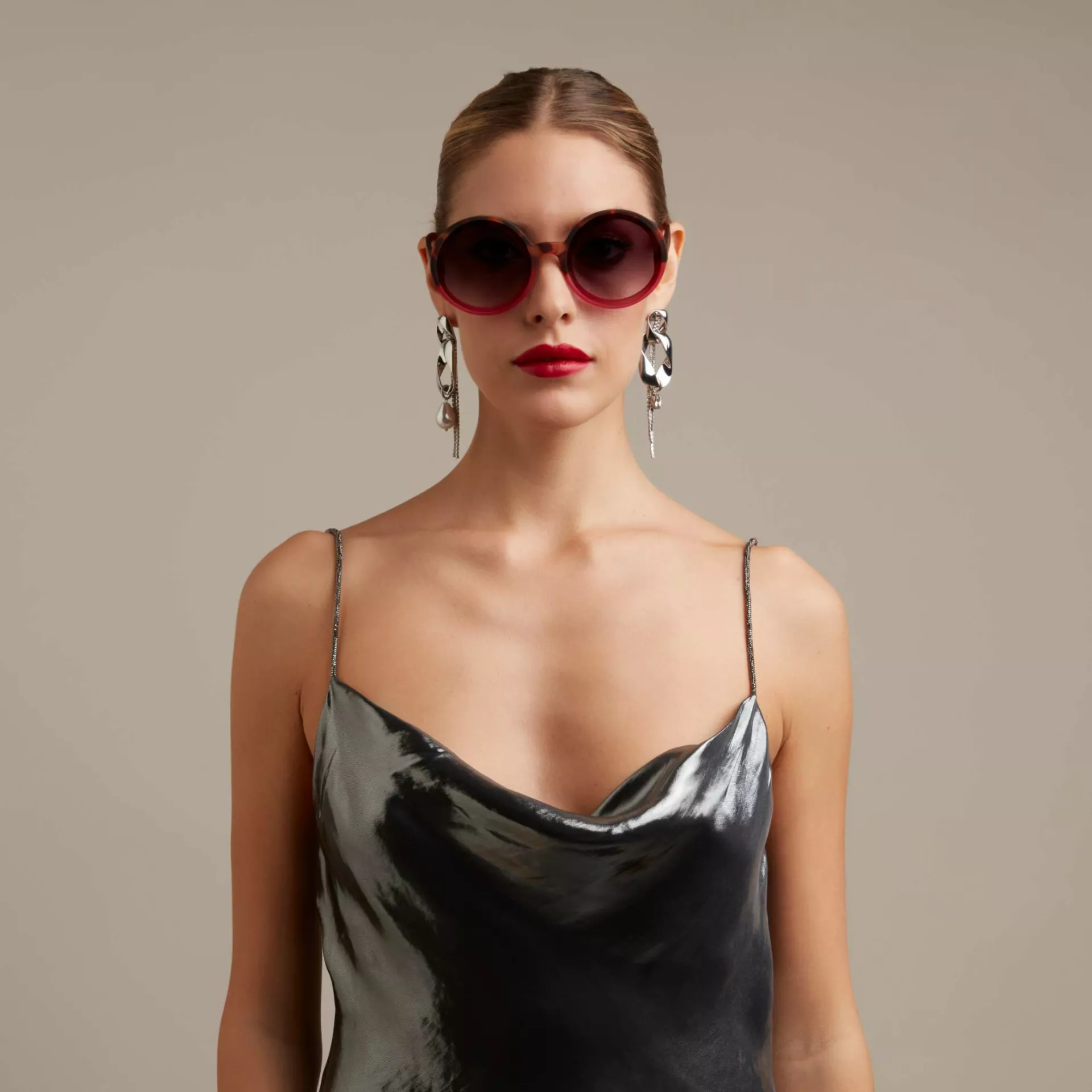 Okkia γυαλιά ηλίου Monica Round – Havana pink