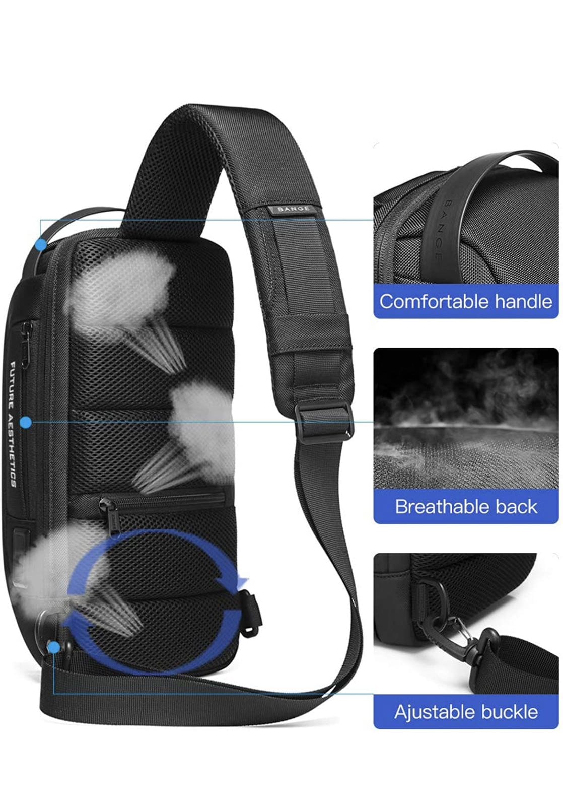 Τσαντάκι ώμου χιαστί crossbody Bange 22085 μαύρο