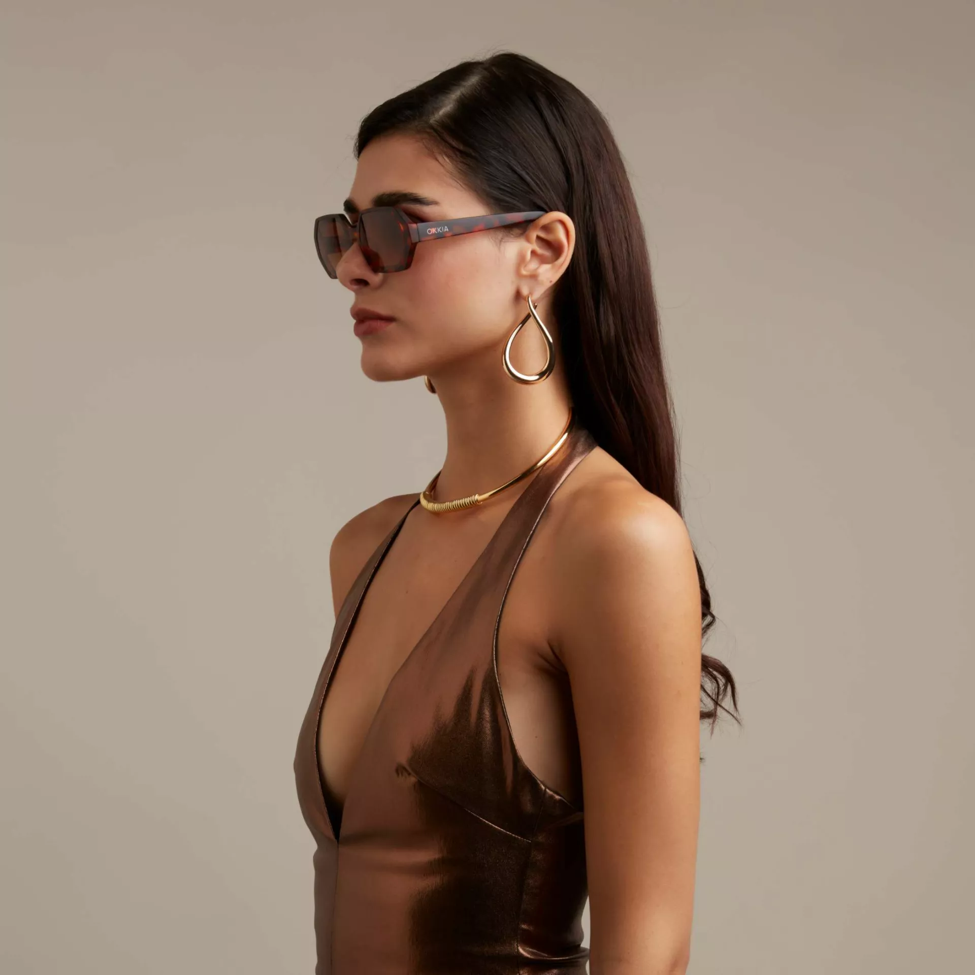 Okkia Γυναικεία γυαλιά Andrea - Classic Havana με Πράσινο φακό