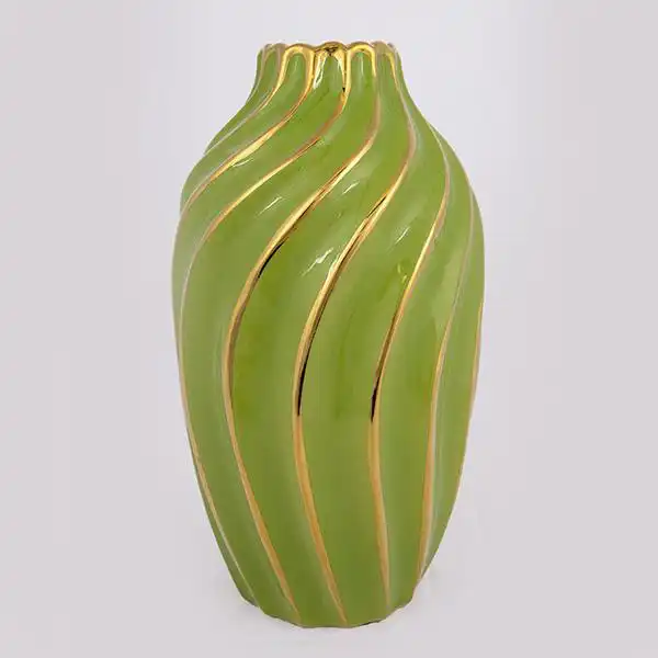 ΒΑΖΟ ΚΕΡΑΜΙΚΟ ΠΡΑΣΙΝΟ  -ΧΡΥΣΟ 17x17x30.5cm