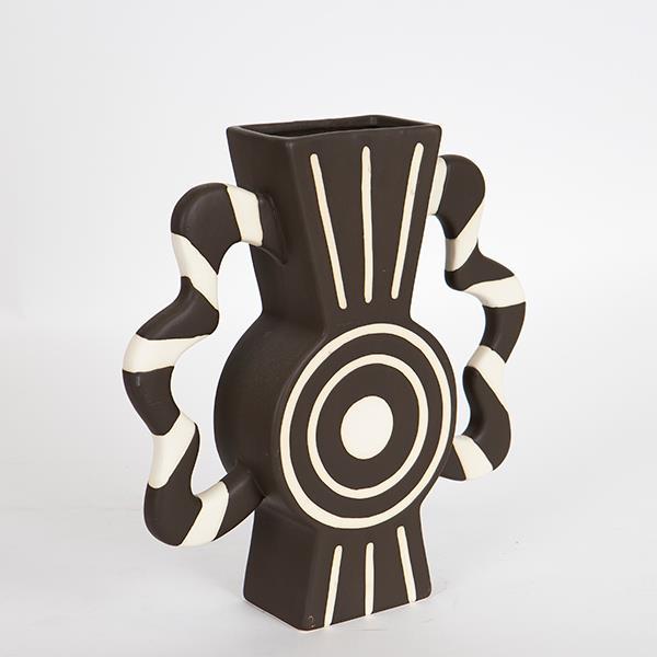 ΒΑΖΟ ΚΕΡΑΜΙΚΟ ΜΑΥΡΟ – ΜΠΕΖ ΜΕ ΧΕΡΟΥΛΙΑ 37x8x35.5cm