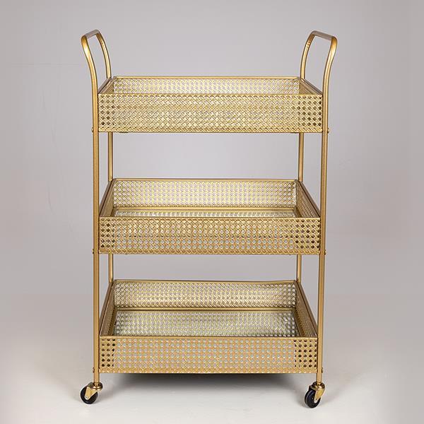 ΤΡΟΛΕΙ ΜΕΤΑΛΛΙΚΟ ΧΡΥΣΟ ΜΕ ΚΑΘΡΕΦΤΗ & ΡΟΔΑΚΙΑ 54x33x84cm