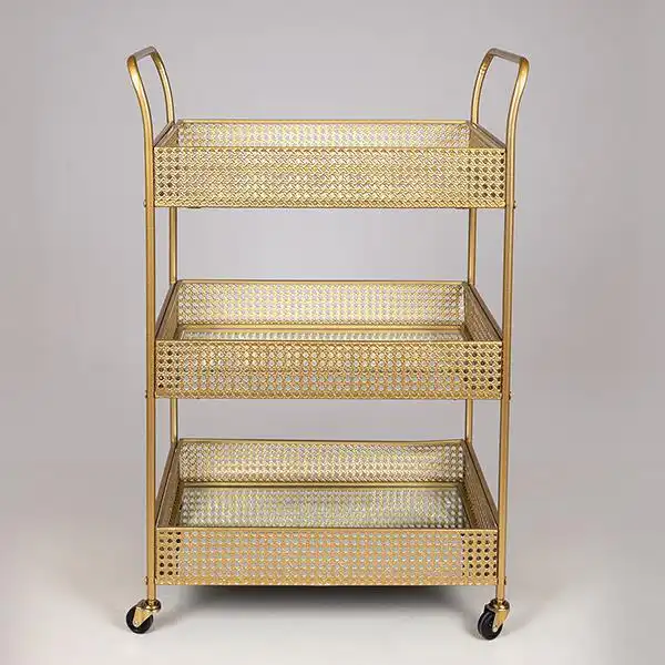 ΤΡΟΛΕΙ ΜΕΤΑΛΛΙΚΟ ΧΡΥΣΟ ΜΕ ΚΑΘΡΕΦΤΗ & ΡΟΔΑΚΙΑ 54x33x84cm