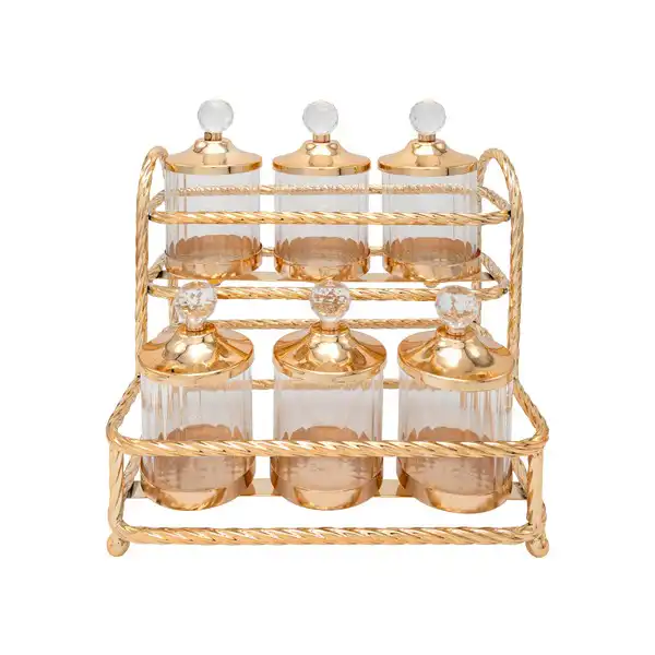 S/6 ΔΙΑΚΟΣΜΗΤΙΚΕΣ ΦΟΝΤΑΝΙΕΡΕΣ ΜΕΤΑΛΛΟ-ΓΥΑΛΙ ΧΡΥΣΟ 29x20x29cm