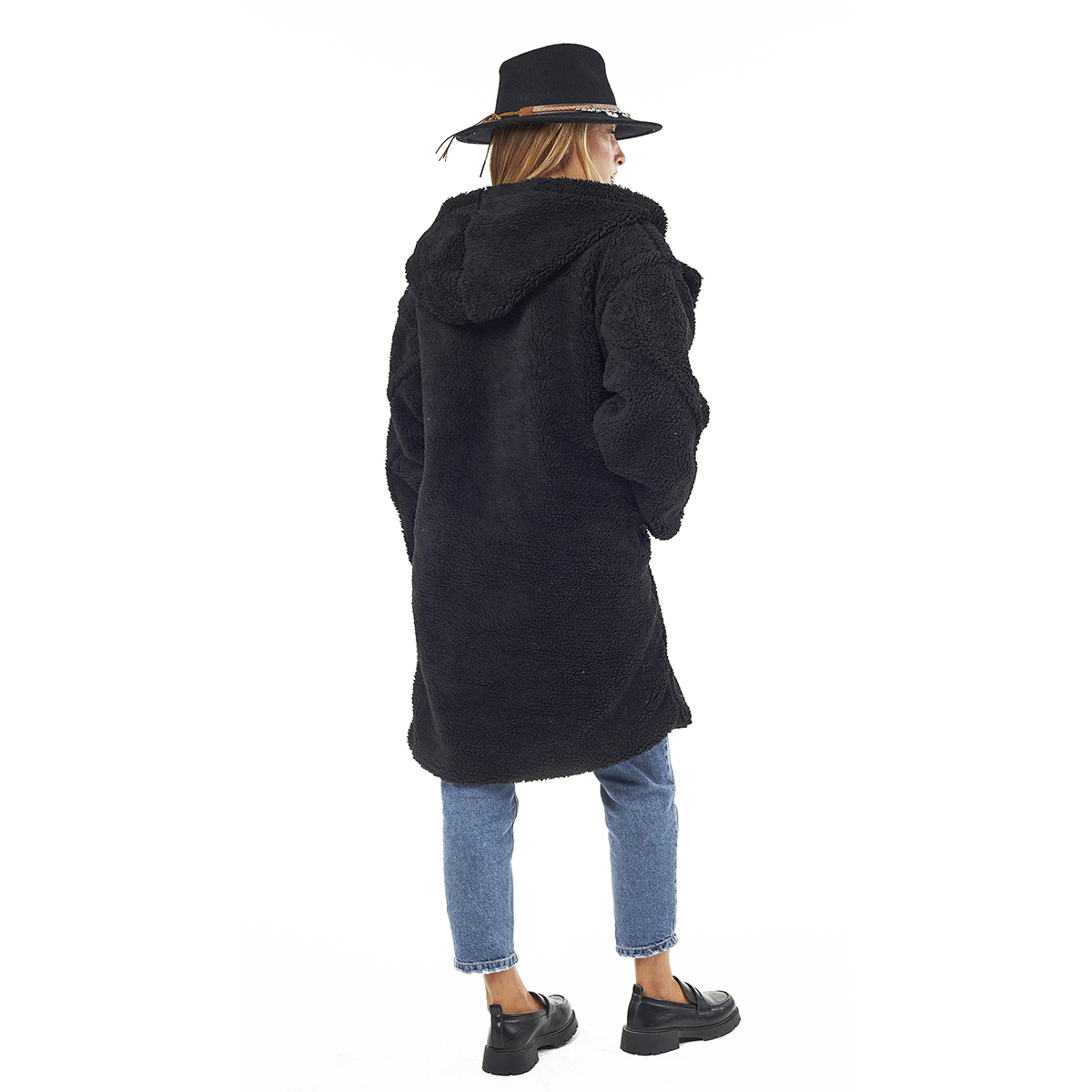 Verde Γυναικείο Γούνινο Παλτό 33-0701 Μαύρο