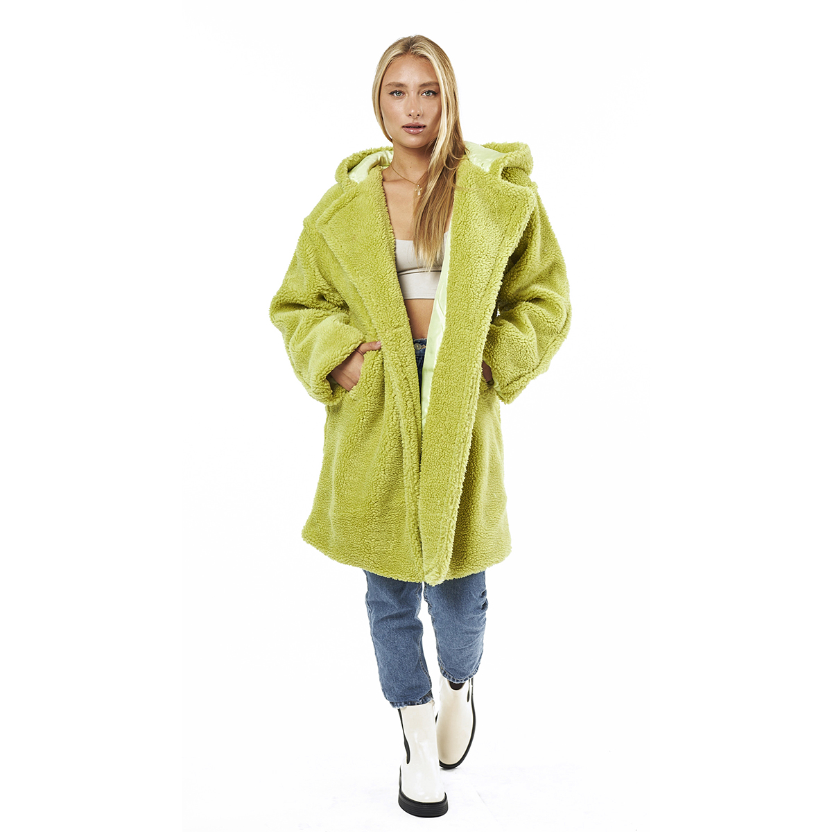 Verde Γυναικείο Γούνινο Παλτό 33-0701 Πράσινο