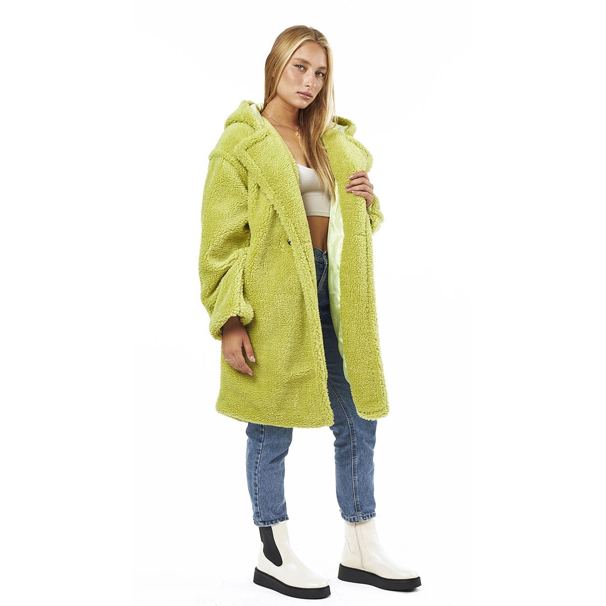 Verde Γυναικείο Γούνινο Παλτό 33-0701 Πράσινο
