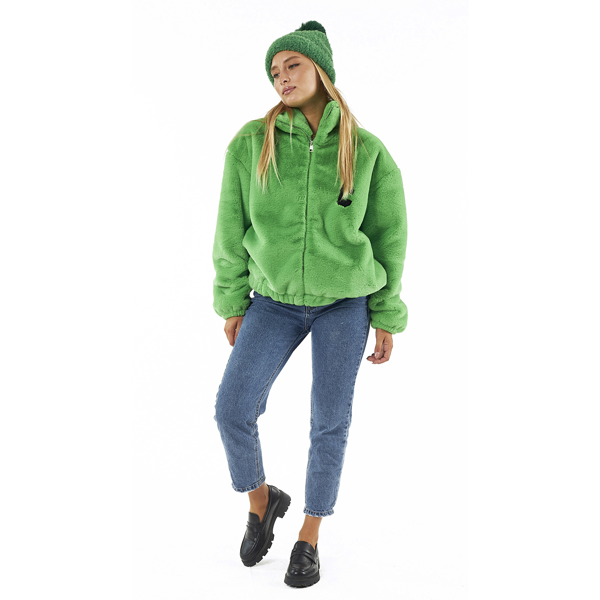Verde Γυναικείο Γούνινο Μποφάν 33-0704 Πράσινο