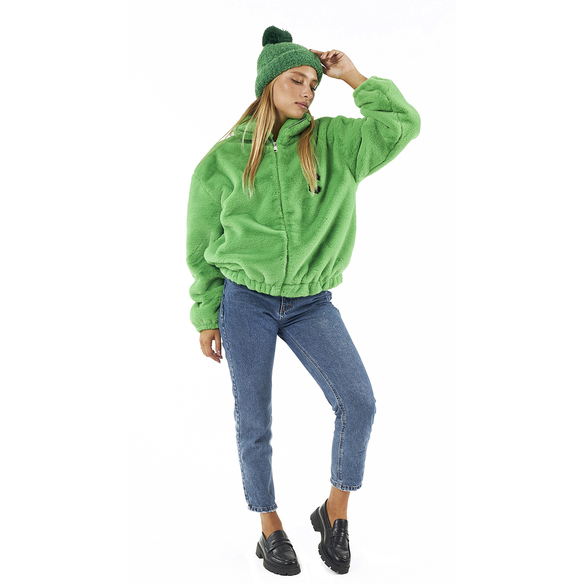 Verde Γυναικείο Γούνινο Μποφάν 33-0704 Πράσινο Verde Γυναικείο Γούνινο Μποφάν 33-0704 Πράσινο