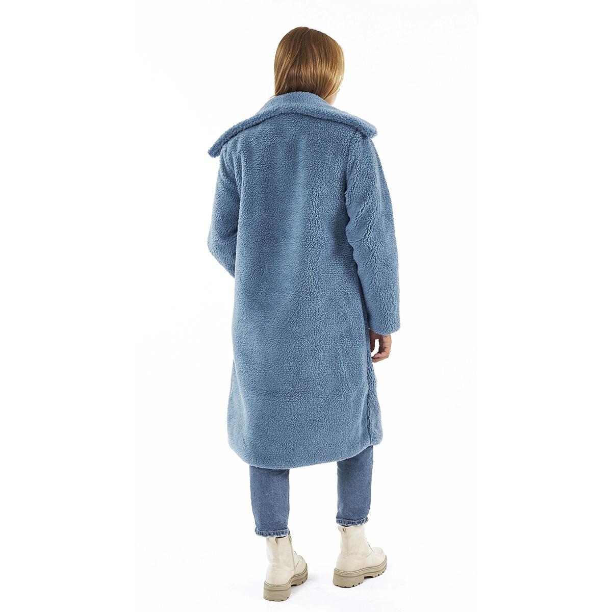 Verde Γυναικείο Γούνινο Παλτό 33-0706 Μπλε