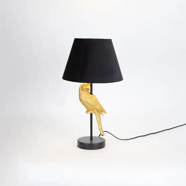 ΕΠΙΤΡΑΠΕΖΙΟ ΦΩΤΙΣΤΙΚΟ ΜΕ ΜΑΥΡΟ ΒΕΛΟΥΔΙΝΟ ΚΑΠΕΛΟ ΠΑΠΑΓΑΛΟΣ ΠΟΛΥΡΕΖΙΝ ΧΡΥΣΟ 12x46cm