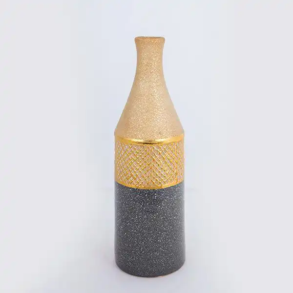 ΒΑΖΟ ΚΕΡΑΜΙΚΟ ΓΚΡΙ -ΧΡΥΣΟ 12x12x41cm
