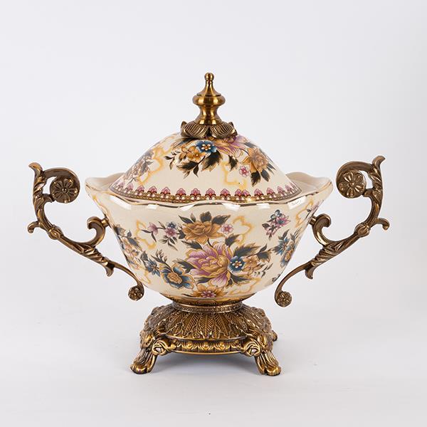 ΦΟΝΤΑΝΙΕΡΑ ΠΟΡΣΕΛΑΝΙΝΗ ΛΕΥΚΗ –  ΧΡΥΣΗ  34x17x27cm