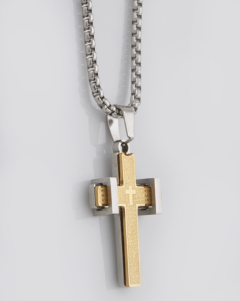 Sequoia Κολιέ σταυρός ανδρικός από ανοξείδωτο ατσάλι SE-K442