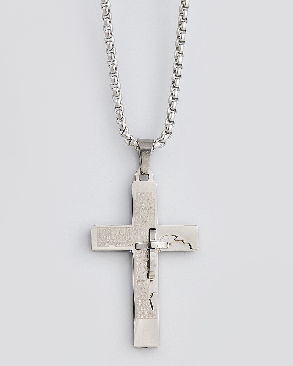 Sequoia Κολιέ σταυρός ανδρικός από ανοξείδωτο ατσάλι SE-K444-SL Sequoia Κολιέ σταυρός ανδρικός από ανοξείδωτο ατσάλι SE-K444-SL