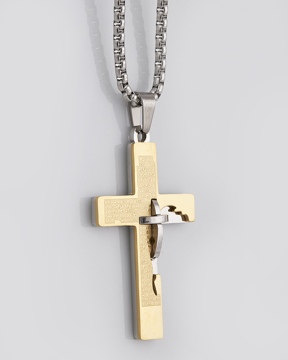 Sequoia Κολιέ σταυρός ανδρικός από ανοξείδωτο ατσάλι SE-K444-GD