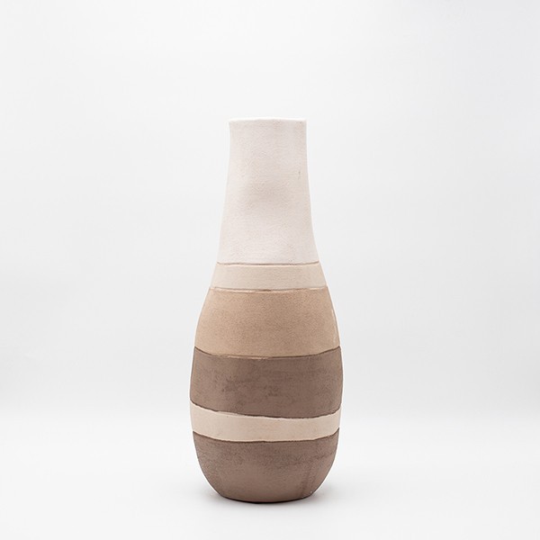 ΒΑΖΟ ΚΕΡΑΜΙΚΟ ΕΚΡΟΥ-ΜΠΕΖ-ΚΑΦΕ 18x18x44.5cm