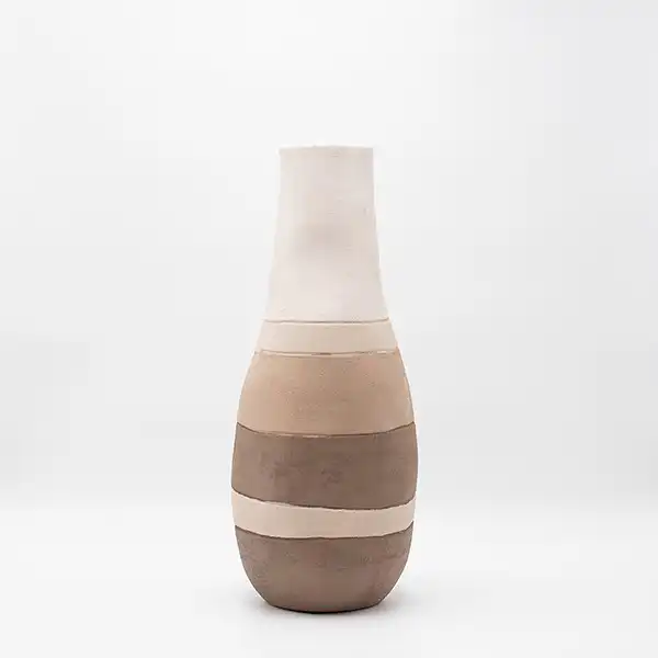 ΒΑΖΟ ΚΕΡΑΜΙΚΟ ΕΚΡΟΥ-ΜΠΕΖ-ΚΑΦΕ 18x18x44.5cm