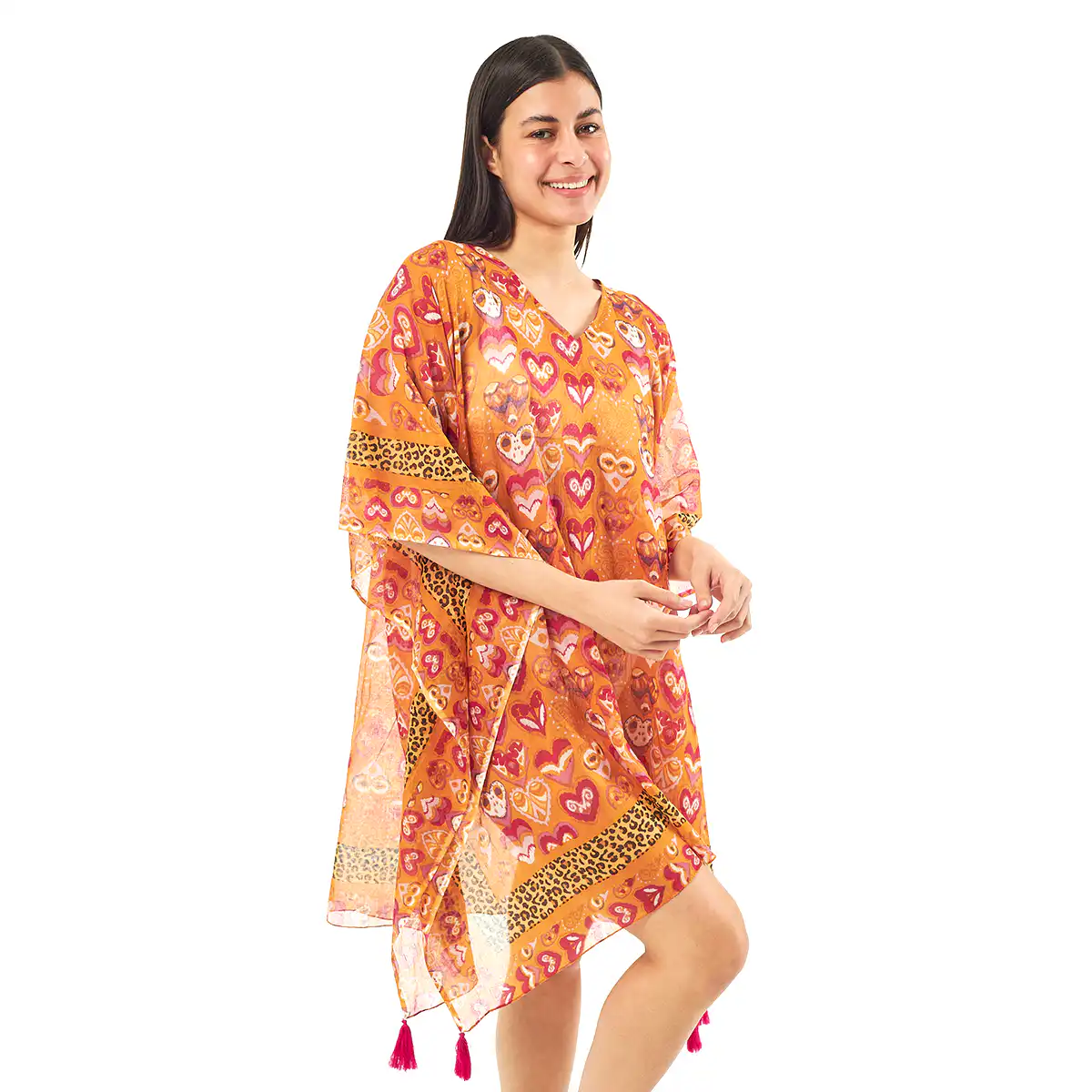 Verde Γυναικείo Καφτάνι 47-0051 Cotton Ινδίας Πολύχρωμο