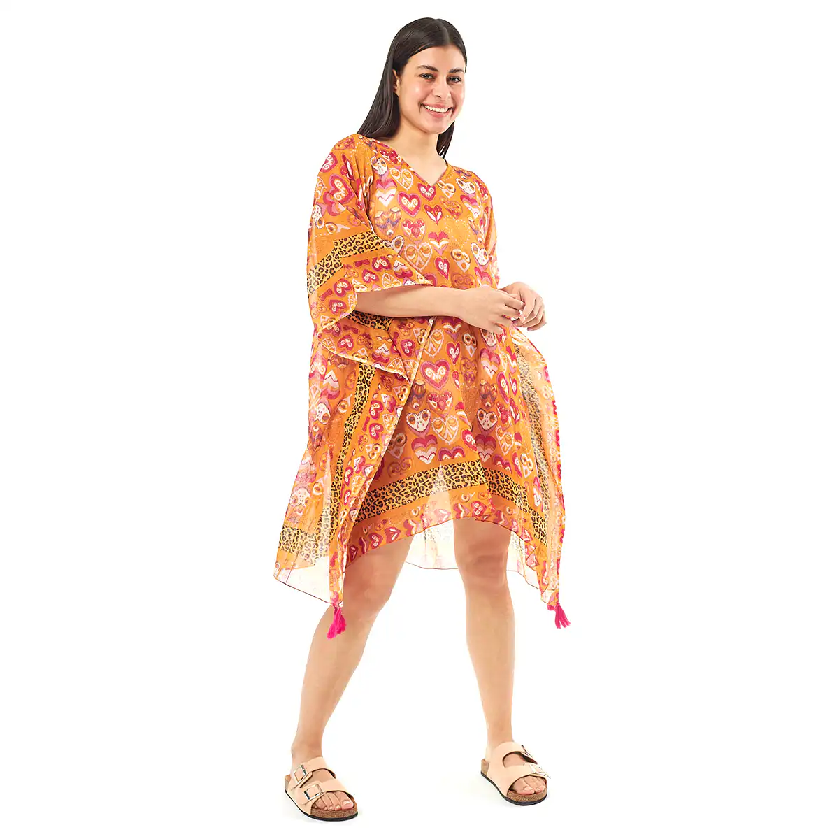 Verde Γυναικείo Καφτάνι 47-0051 Cotton Ινδίας Πολύχρωμο