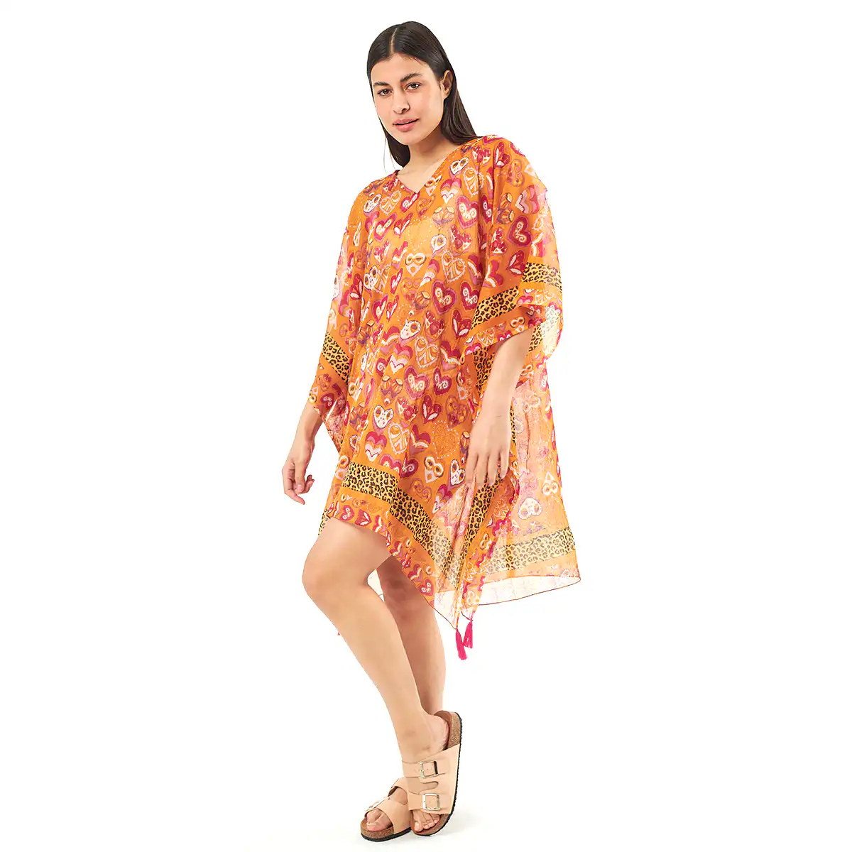 Verde Γυναικείo Καφτάνι 47-0051 Cotton Ινδίας Πολύχρωμο