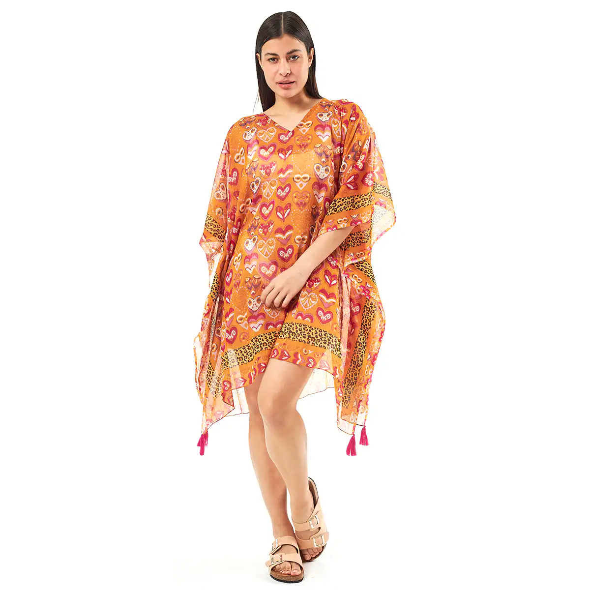 Verde Γυναικείo Καφτάνι 47-0051 Cotton Ινδίας Πολύχρωμο