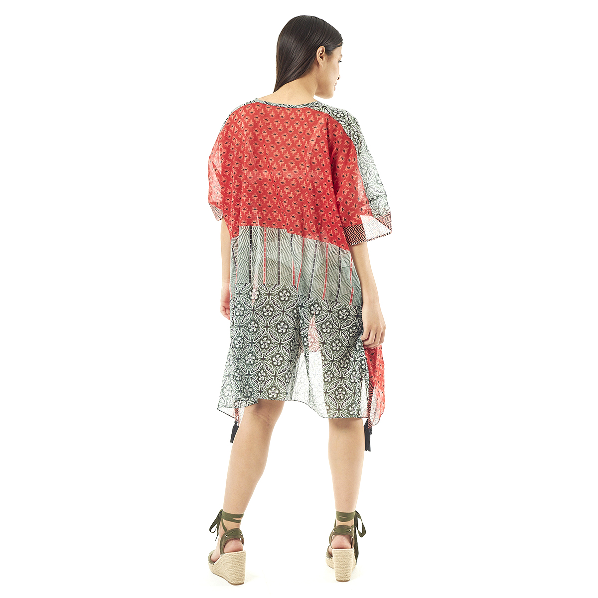 Verde Γυναικείo Καφτάνι 47-0055 Cotton Ινδίας Πολύχρωμο