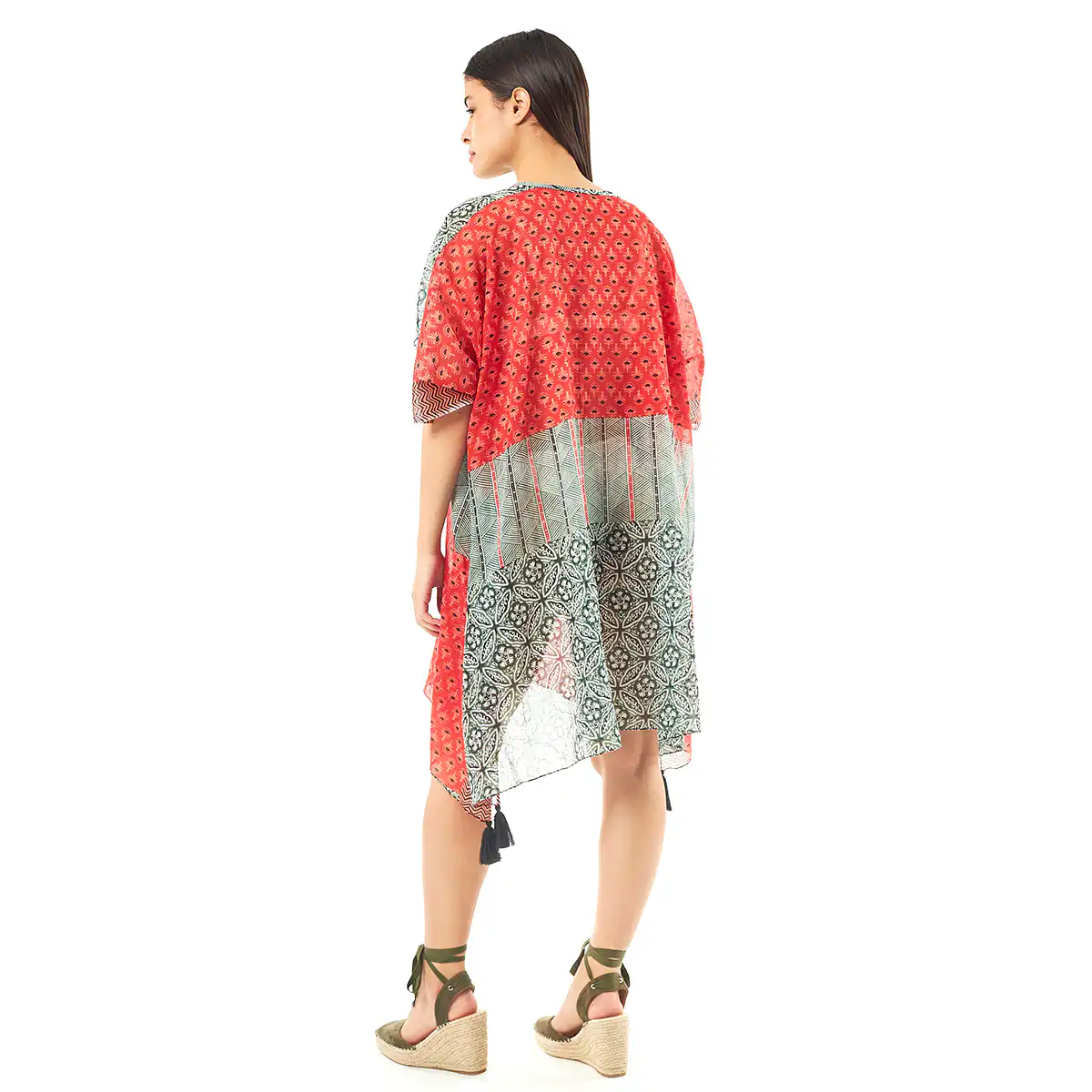 Verde Γυναικείo Καφτάνι 47-0055 Cotton Ινδίας Πολύχρωμο