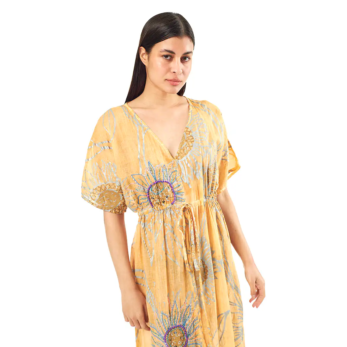 Verde Γυναικείo Καφτάνι 47-0067 Cotton Ινδίας Πολύχρωμο