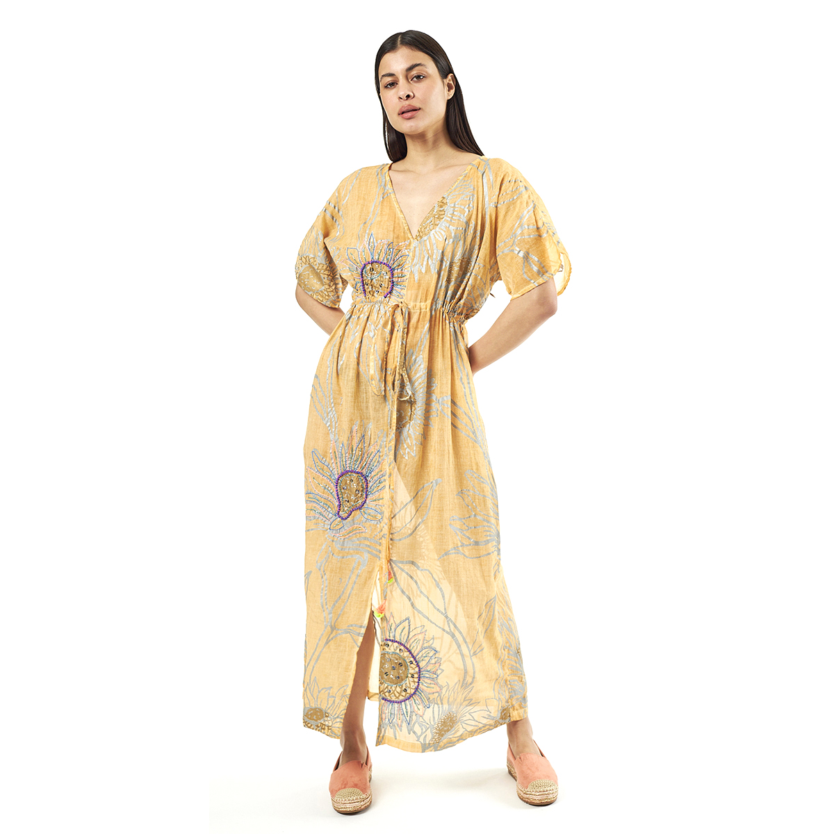 Verde Γυναικείo Καφτάνι 47-0067 Cotton Ινδίας Πολύχρωμο