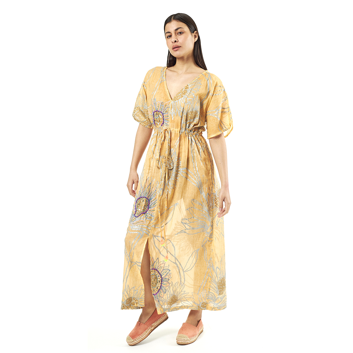 Verde Γυναικείo Καφτάνι 47-0067 Cotton Ινδίας Πολύχρωμο