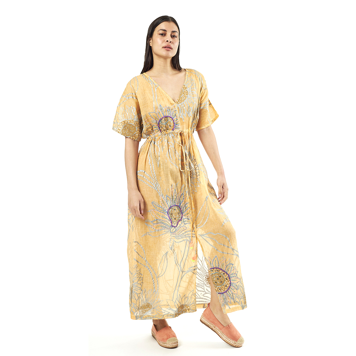 Verde Γυναικείo Καφτάνι 47-0067 Cotton Ινδίας Πολύχρωμο