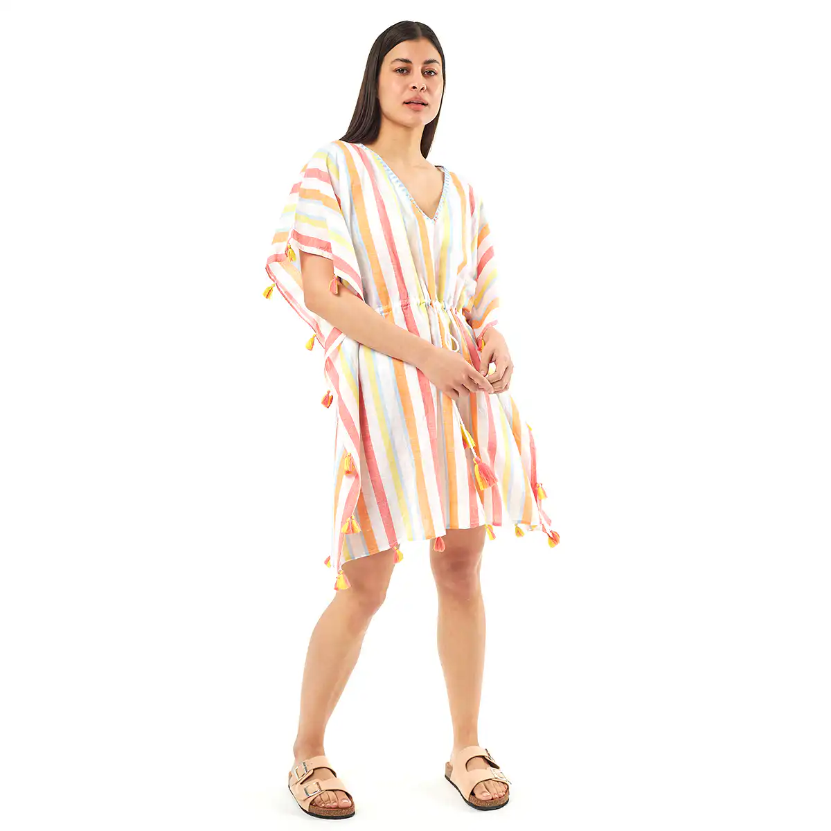 Verde Γυναικείo Καφτάνι 47-0069 Cotton Ινδίας Πολύχρωμο