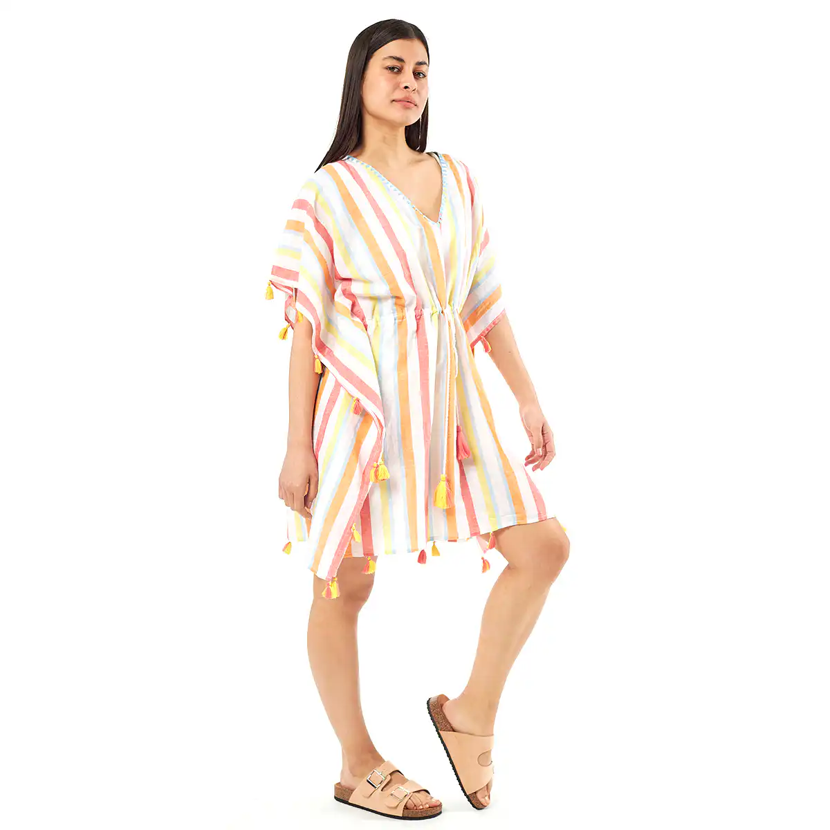 Verde Γυναικείo Καφτάνι 47-0069 Cotton Ινδίας Πολύχρωμο