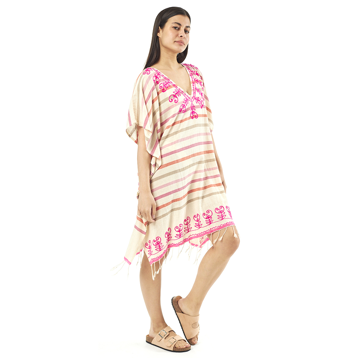 Verde Γυναικείo Καφτάνι 47-0070 Cotton Ινδίας Πολύχρωμο