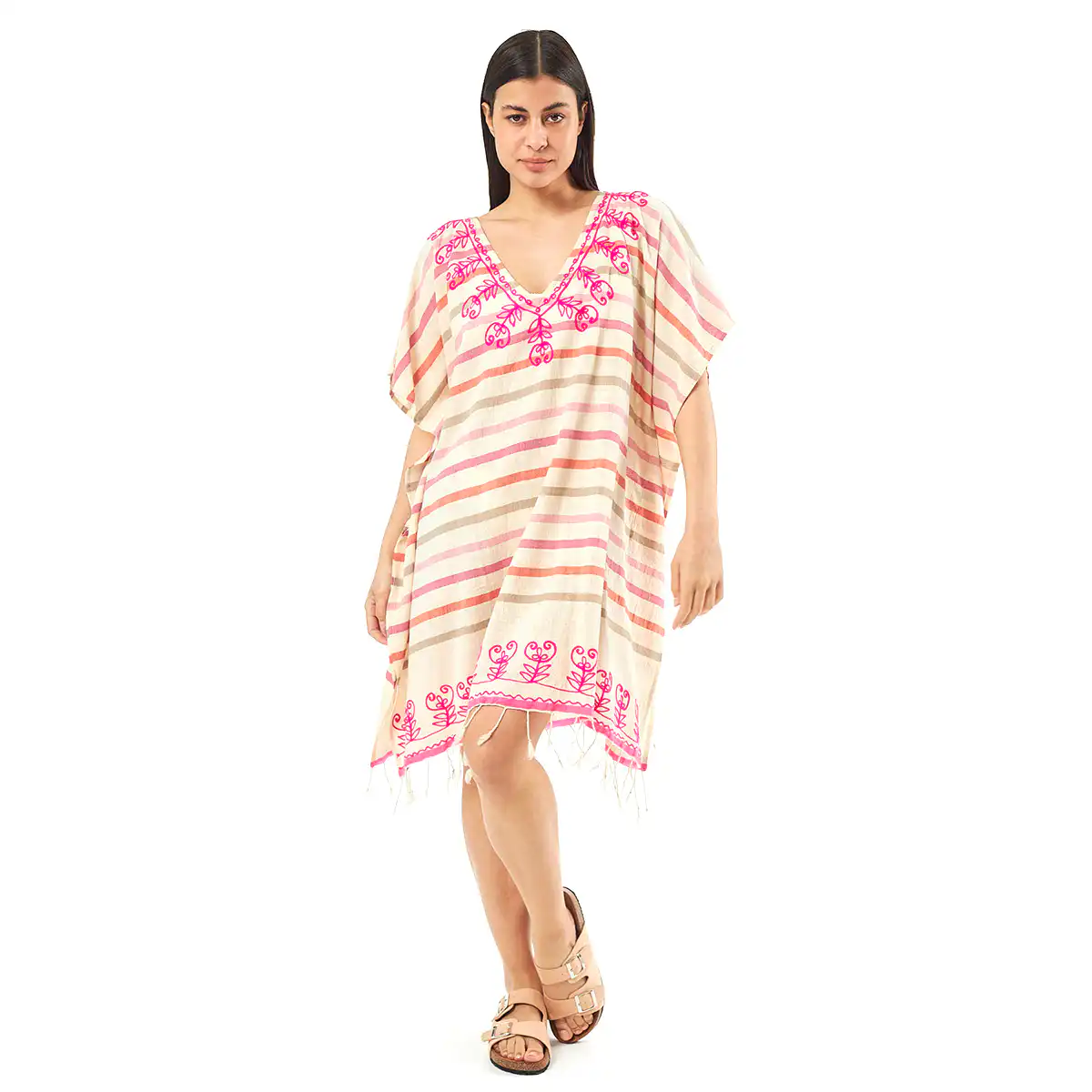 Verde Γυναικείo Καφτάνι 47-0070 Cotton Ινδίας Πολύχρωμο