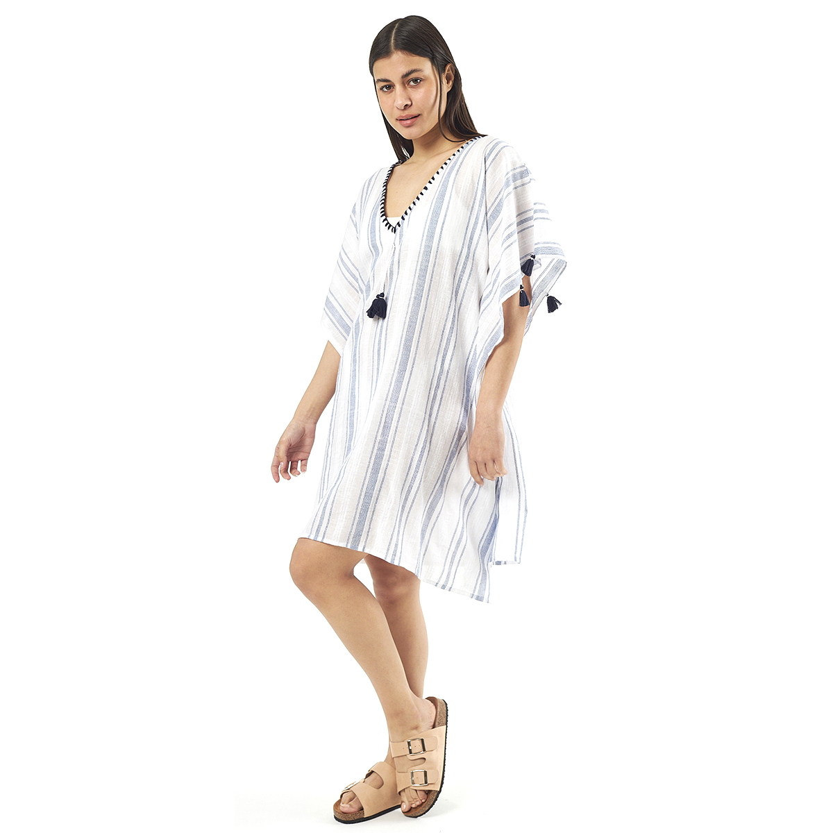 Verde Γυναικείo Καφτάνι 47-0071 Cotton Ινδίας Εκρού