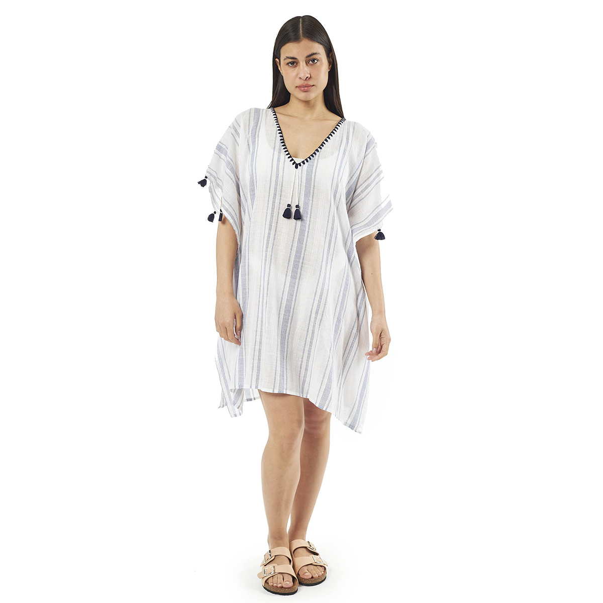 Verde Γυναικείo Καφτάνι 47-0071 Cotton Ινδίας Εκρού