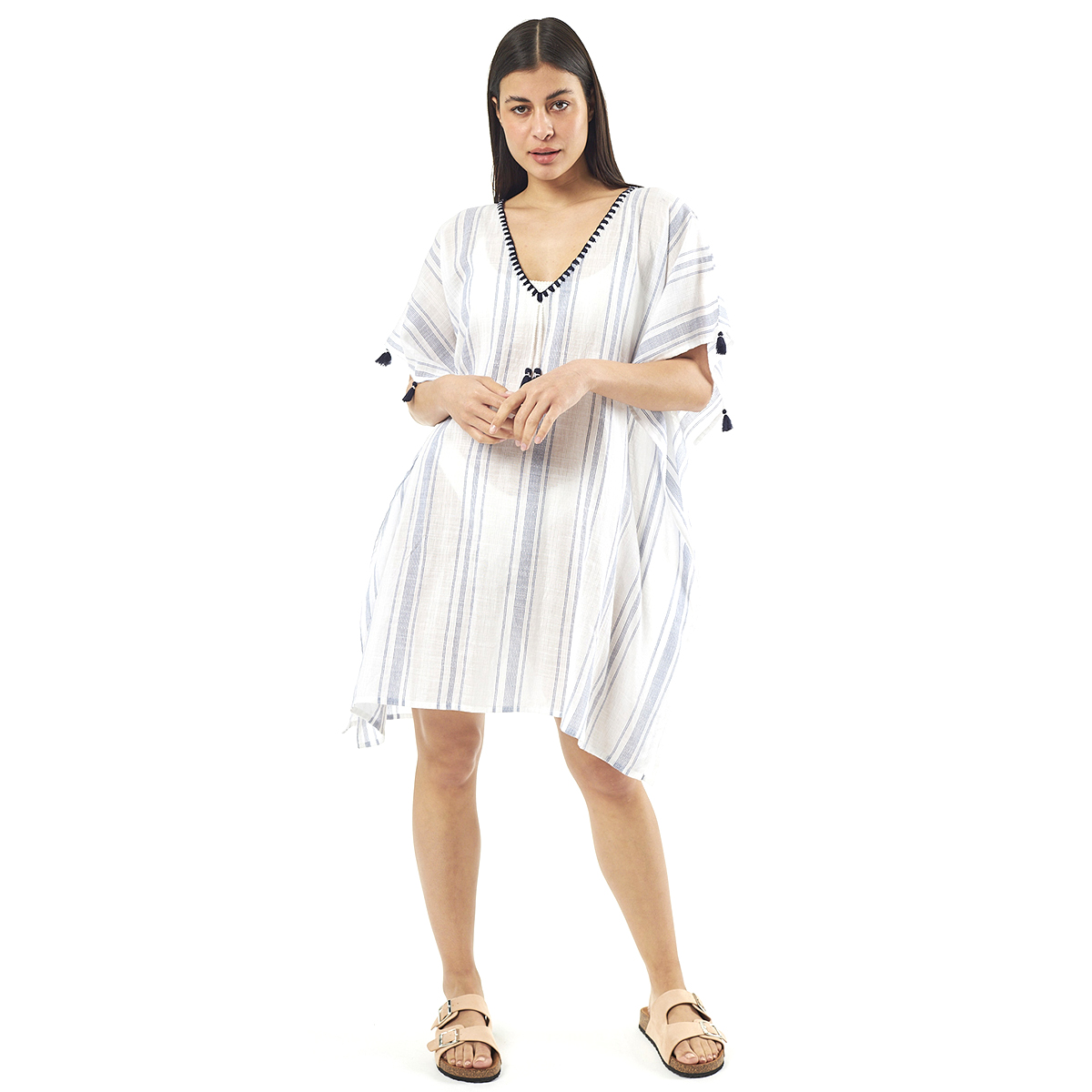 Verde Γυναικείo Καφτάνι 47-0071 Cotton Ινδίας Εκρού