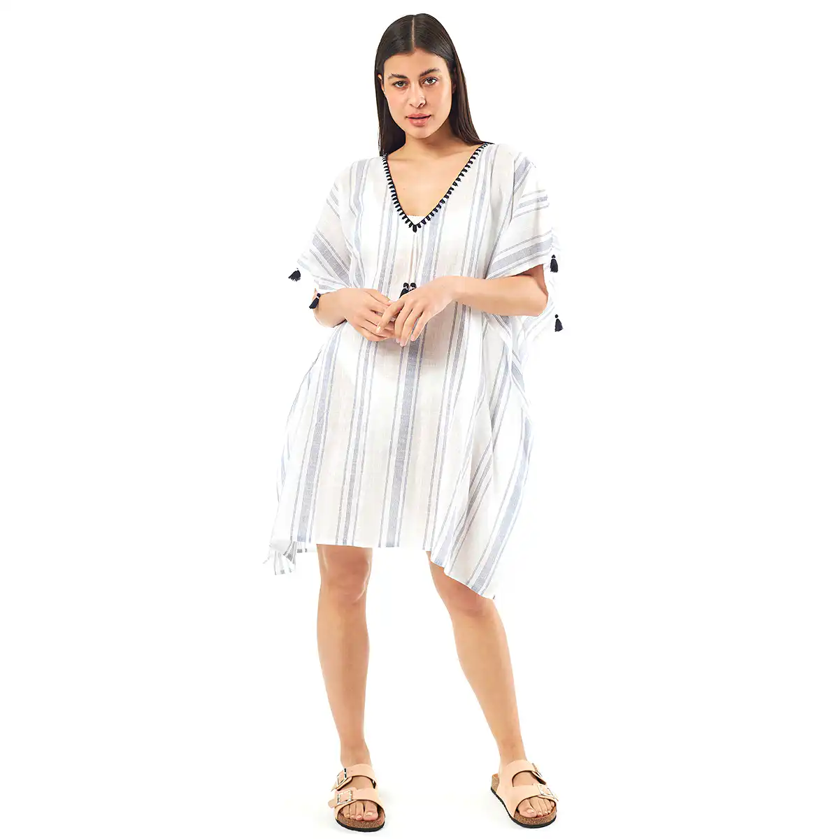 Verde Γυναικείo Καφτάνι 47-0071 Cotton Ινδίας Εκρού