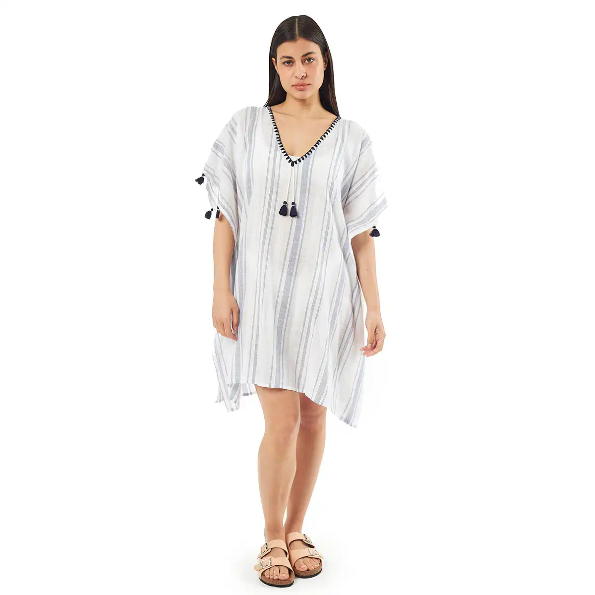 Verde Γυναικείo Καφτάνι 47-0071 Cotton Ινδίας Εκρού